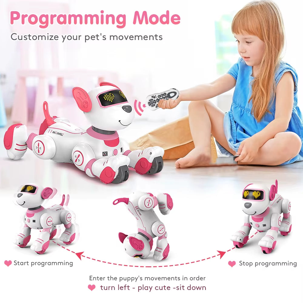 RC Robot Electronic Dog Toy Stunt Voice Command Puppy Programmable Touch-Sense Music Robot Dog Toy Christmas Gift for Kids