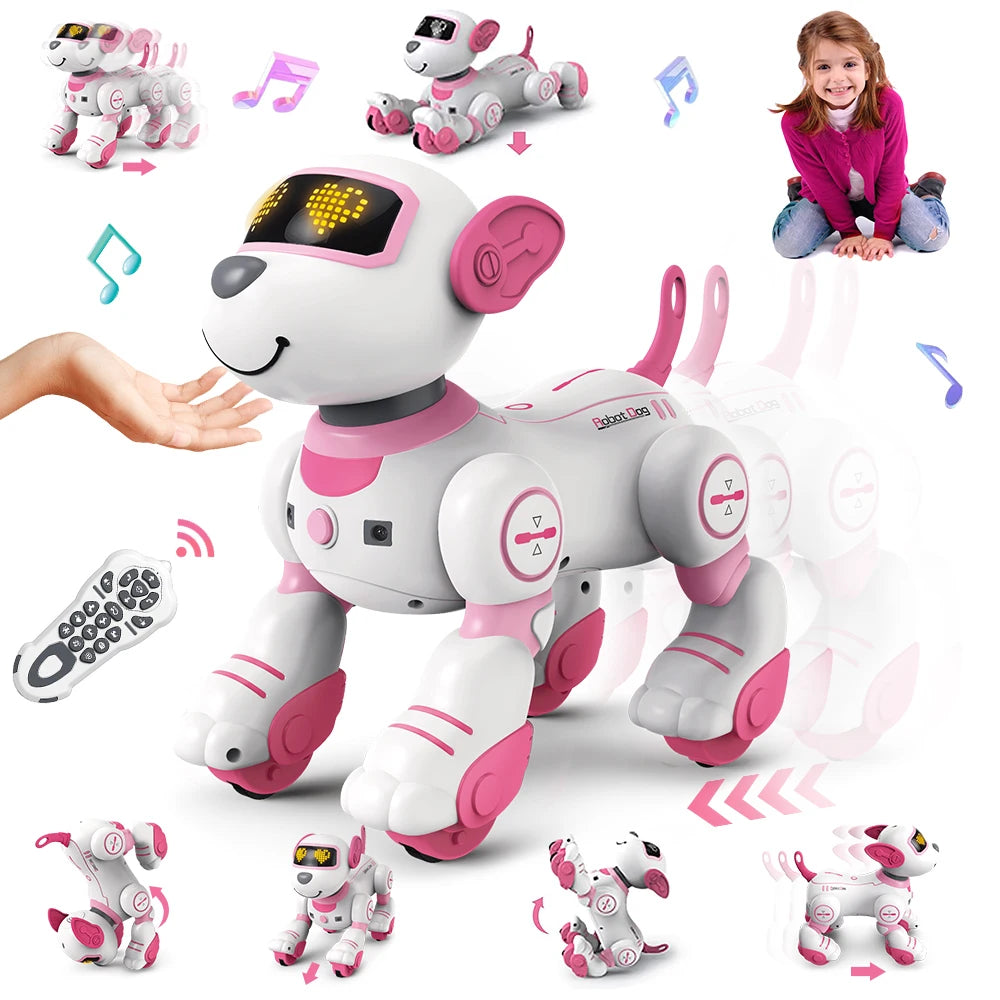 RC Robot Electronic Dog Toy Stunt Voice Command Puppy Programmable Touch-Sense Music Robot Dog Toy Christmas Gift for Kids