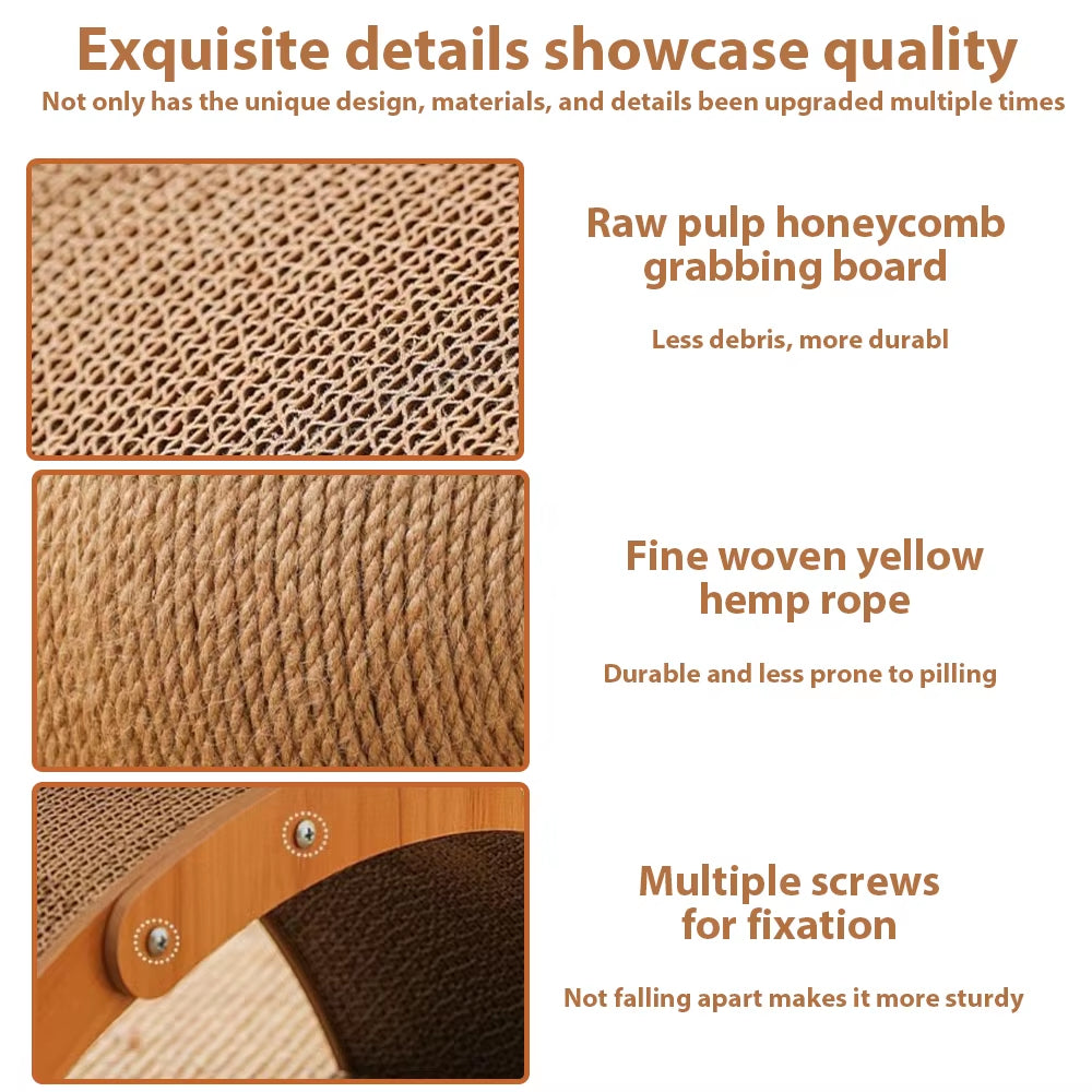 2-in-1 Cat Grinding Paw Toy: Wooden Scratching Ball and Sisal Scratch Board for Durable Cat Scratching