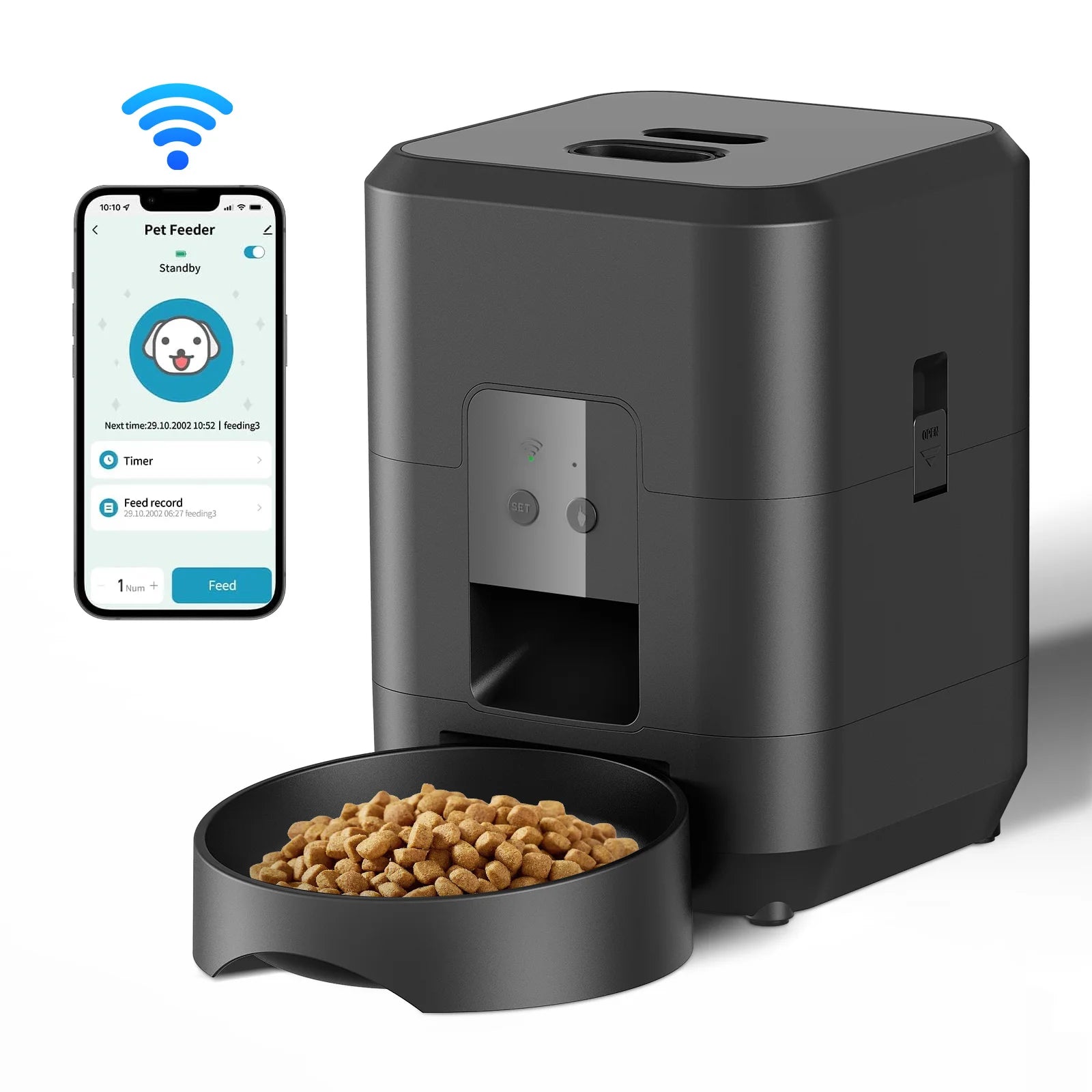 Automatic Smart Pet Feeder for Cats and Dogs with Timed Portion Control and Slow Feeding Function