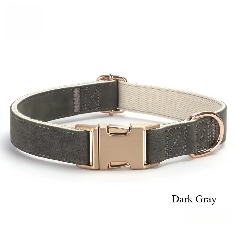 PU High-End Pet Collar Small Medium and Large Dog anti Loss Cotton Strap Dog Chain Can Be Customized for Free Carving