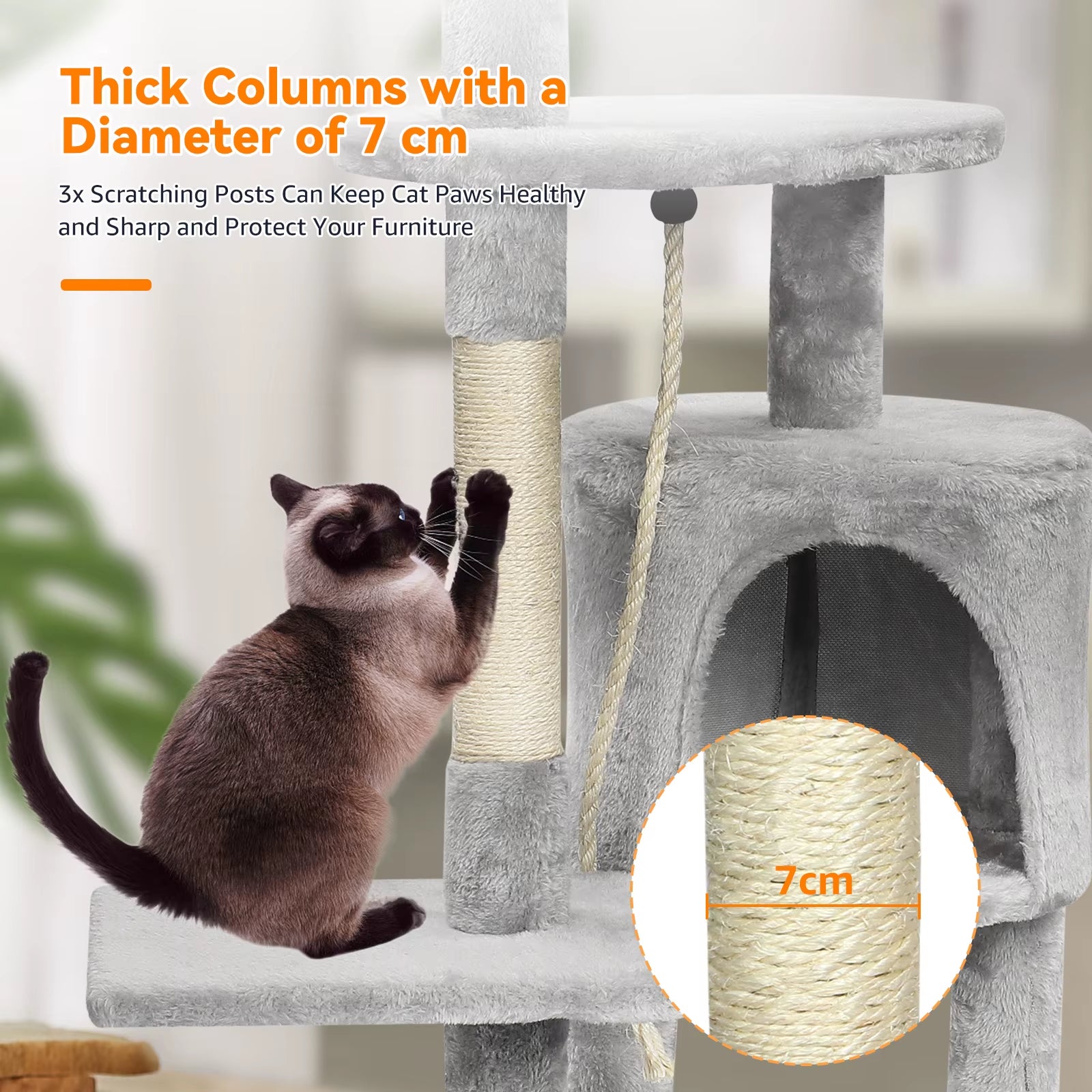 Cat Tree Cat Tower with Toy for Indoor Cats Multi-Level with Scratching Posts Cat House Cozy Condo Padded Top Perches