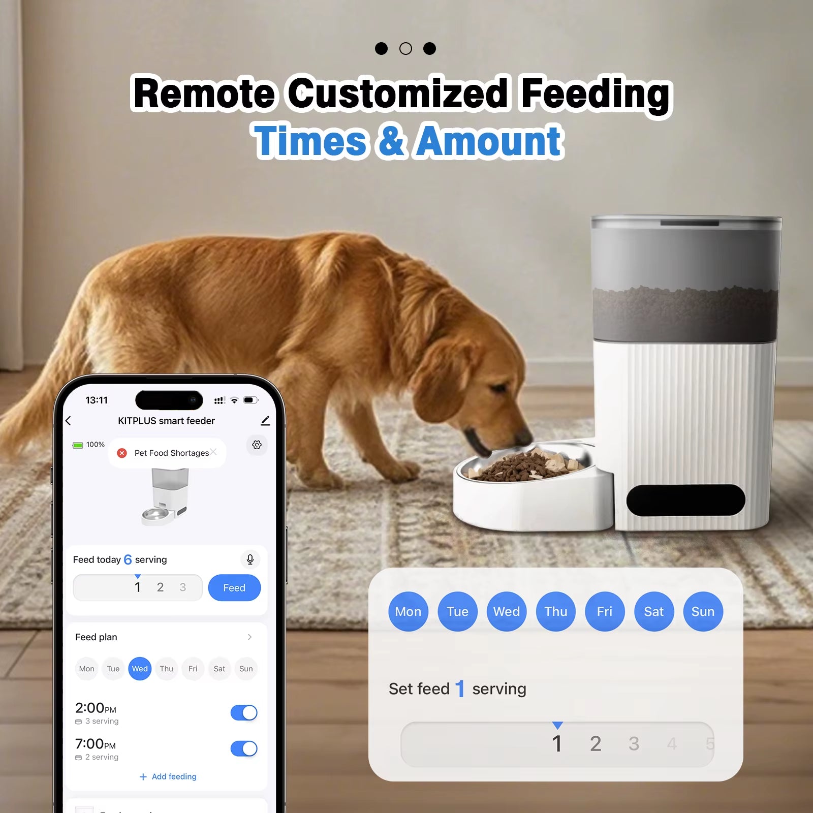 Automatic Cat Feeder, APP Control, Dog Feeder Automatic with Timer, Cat Food Dispenser, Locked Lid, Feeding＆Recordi