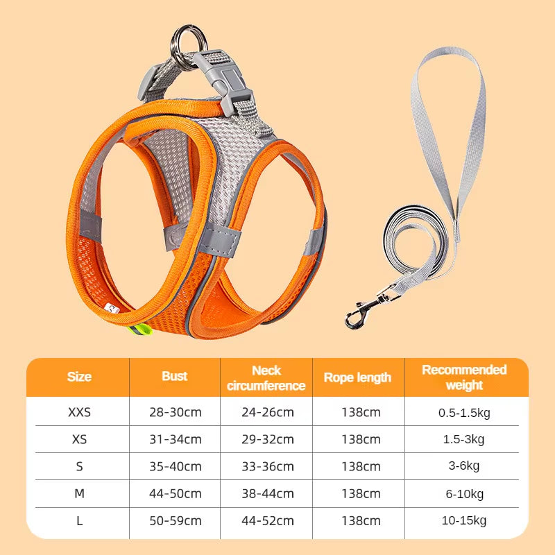 Puppy Harness Set Dog Accessories Adjustable Puppy and Cat Harness Vest French Bulldog Chihuahua Small Dog Collar Pet Leash Dogs