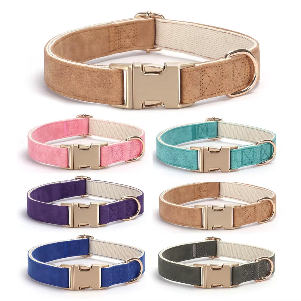PU High-End Pet Collar Small Medium and Large Dog anti Loss Cotton Strap Dog Chain Can Be Customized for Free Carving