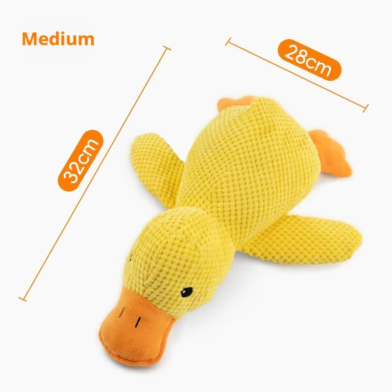 Plush Dog Toy - Bite-Resistant Sleeping Duck with Sound Features for Dental Relief