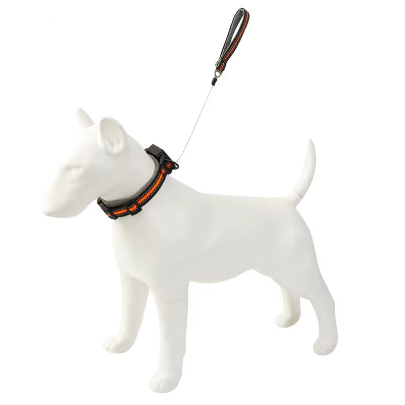 One Piece Dog Collar with Retractable Steel Rope Pet Collar Wearable Automatic Retractable Traction Rope