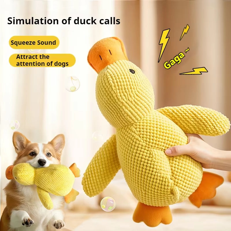 Plush Dog Toy - Bite-Resistant Sleeping Duck with Sound Features for Dental Relief
