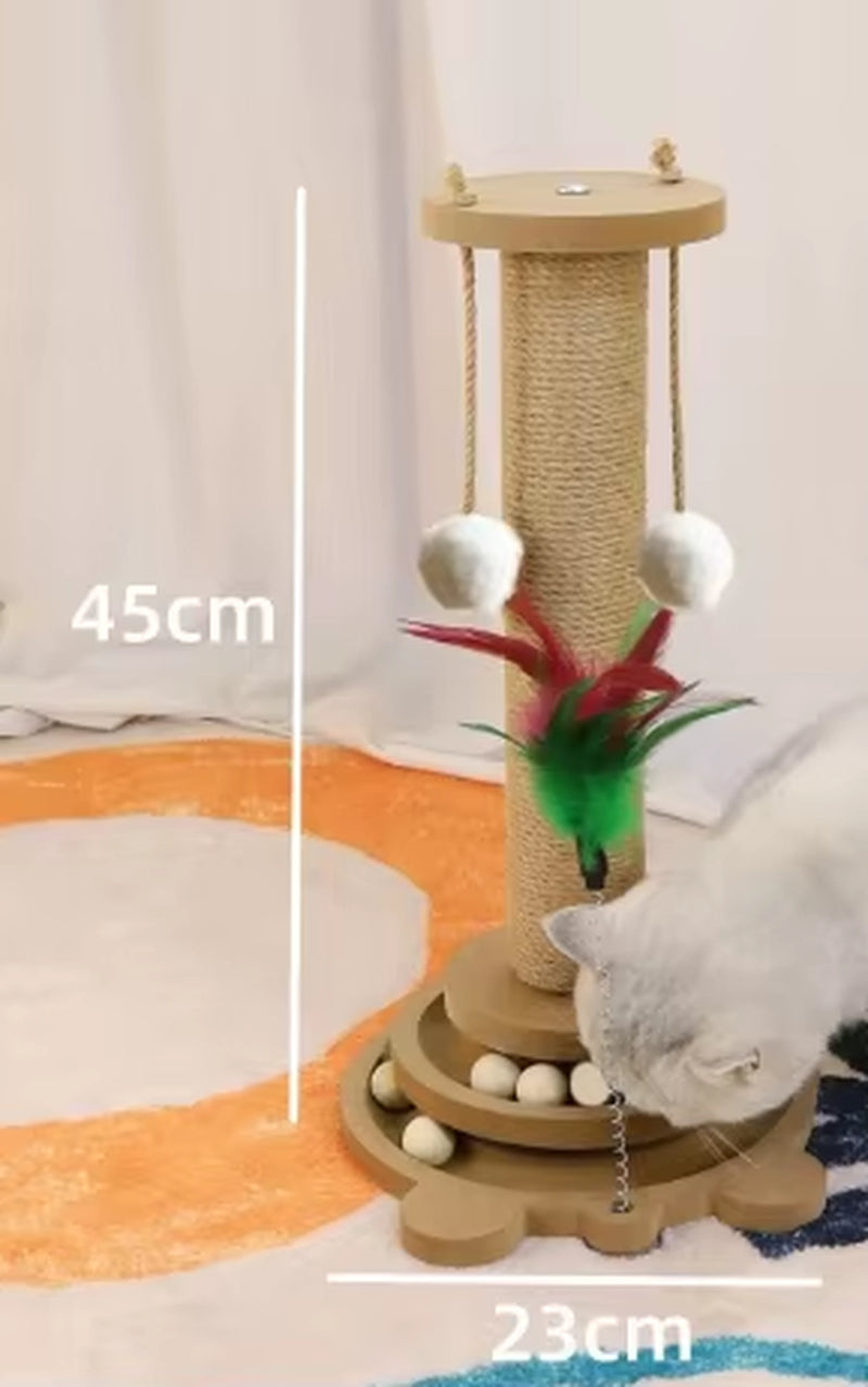 Pet Cat Toy Cat Scratcher Cat Turntable Funny Cat Stick Balls Durable Sisal Scratching Board Cat Supplies Cat Grab Column