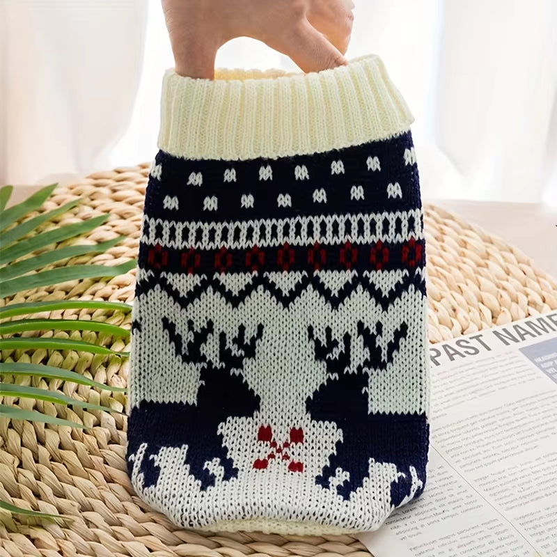 Christmas Style Pet Sweater for Dogs and Cats New Knitted Wool Sweater for Bichon and Corgi