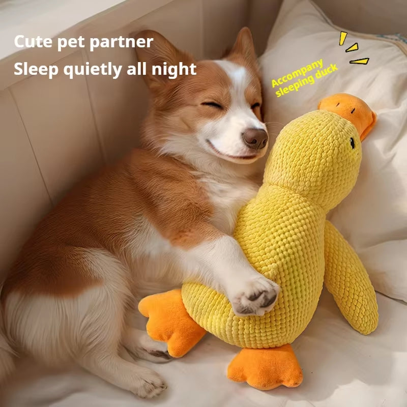 Plush Dog Toy - Bite-Resistant Sleeping Duck with Sound Features for Dental Relief