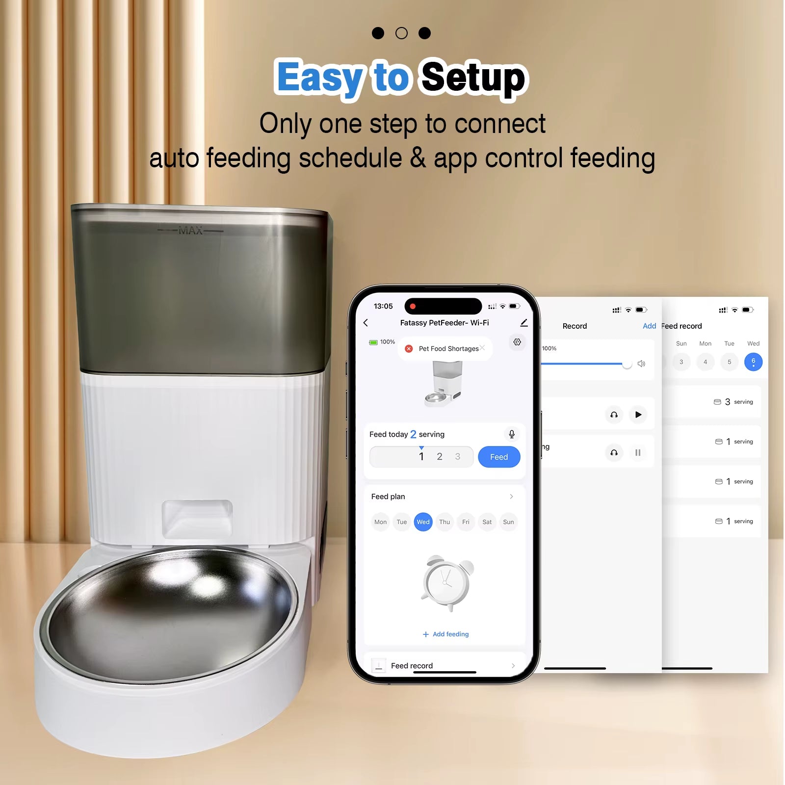 Automatic Cat Feeder, APP Control, Dog Feeder Automatic with Timer, Cat Food Dispenser, Locked Lid, Feeding＆Recordi